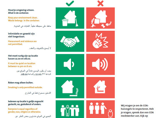 House rules in COA reception facilities