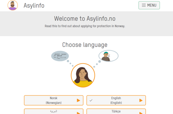 asylinfo.no website for adults