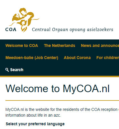 MyCOA website and app for asylum seekers