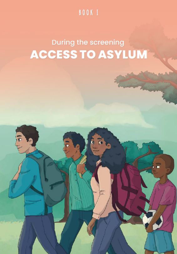 Image of cover page of picture story nr.1 titled ‘Access to asylum during screening’