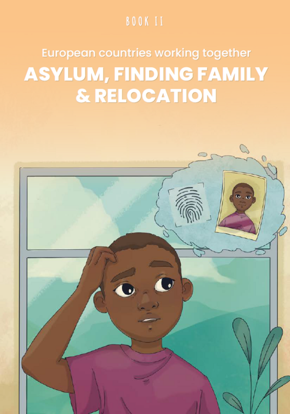 Image of cover page of picture story nr.2 titled ‘European countries working together. Asylum, finding family & relocation’
